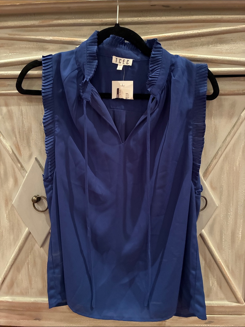 TCEC Sleeveless Ruffle-Trim Camisole in Cobalt